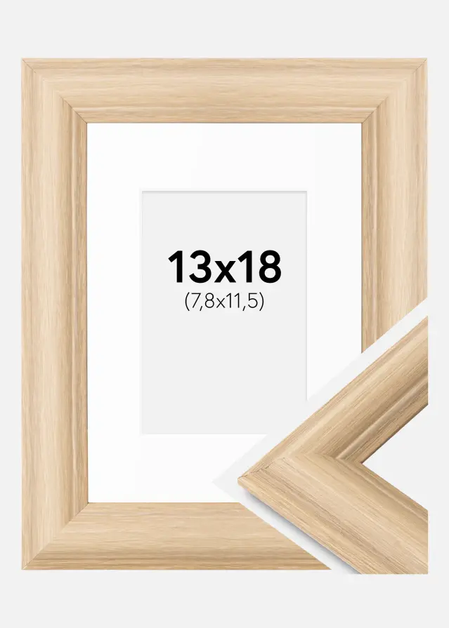 Rahmen Västkusten Eiche 13x18 cm - Passepartout Weiß B7 88x125 mm