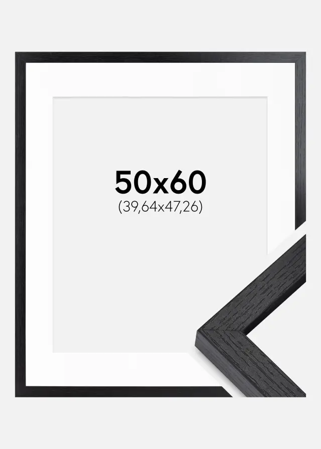 BGA Kastenrahmen Schwarz 50x60 cm - Passepartout Weiß 16x19 inches