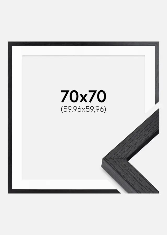 BGA Kastenrahmen Schwarz 70x70 cm - Passepartout Weiß 24x24 inches