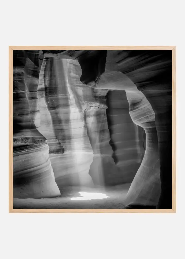 MONOCHROME ANTELOPE CANYON Gorgeous Lightbeam Poster