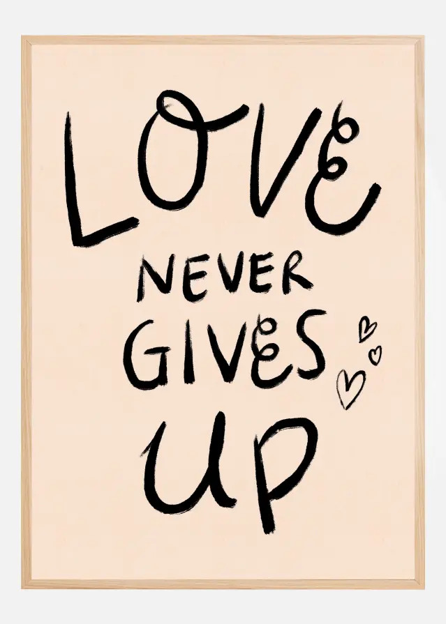 Love Never Gives Up Typography Poster