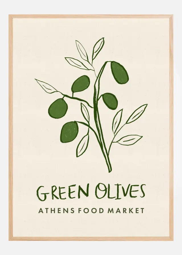 Green Olives Athens Food Market Greece Poster