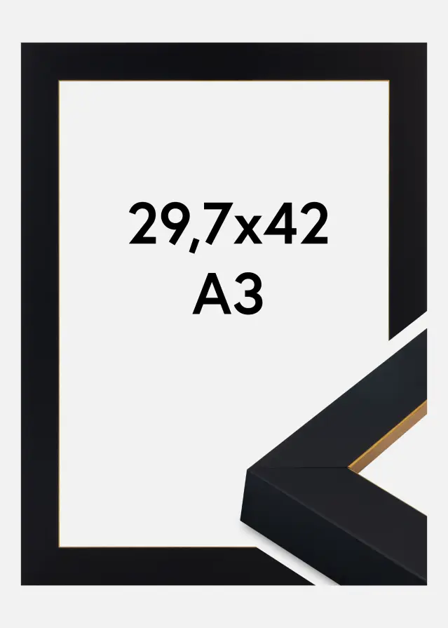 Rahmen Sussex Acrylglas Schwarz/Gold 29.7x42 cm (A3)