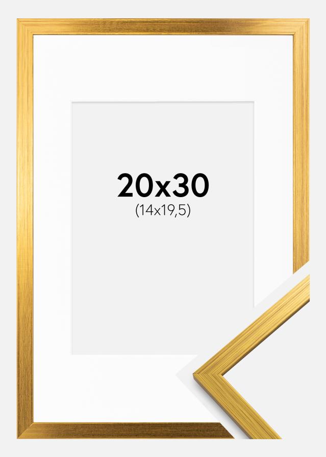Rahmen Edsbyn Gold 20x30 cm - Passepartout Weiß 15x21 cm (A5)