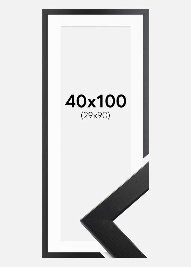 Rahmen Trendline Schwarz 40x100 cm - Passepartout Weiß 30x91 cm