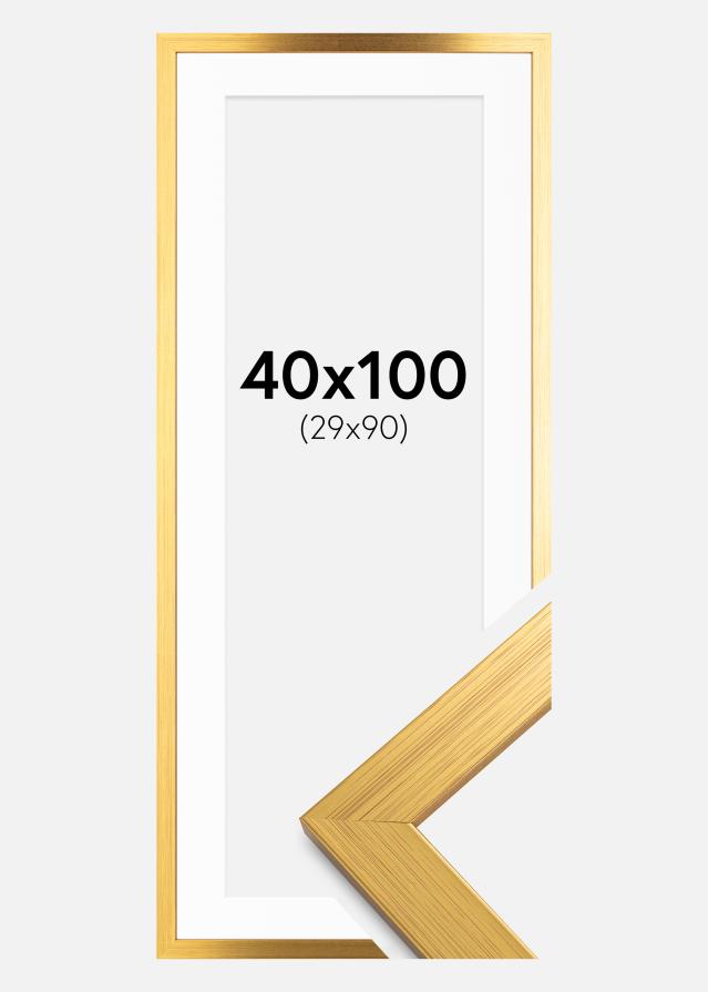 Rahmen Gold Wood 40x100 cm - Passepartout Weiß 30x91 cm