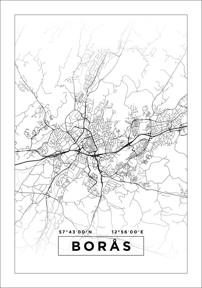 Map - Borås - White Poster