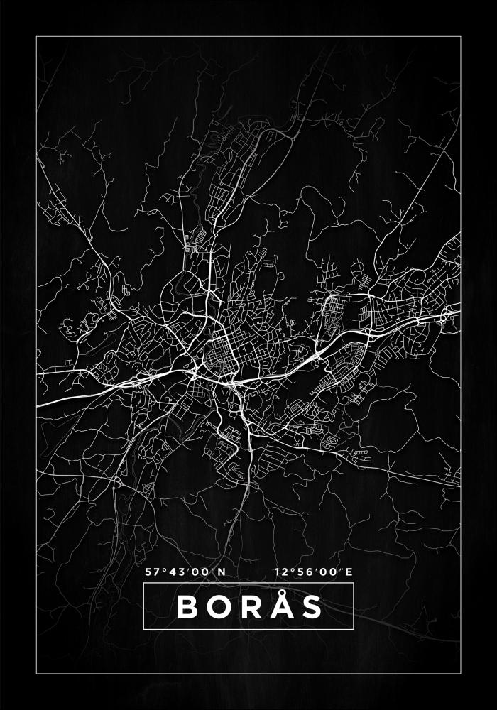 Map - Borås - Black Poster