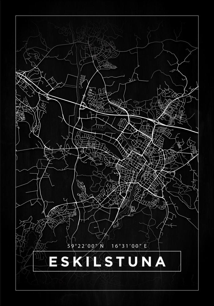 Map - Eskilstuna - Black Poster