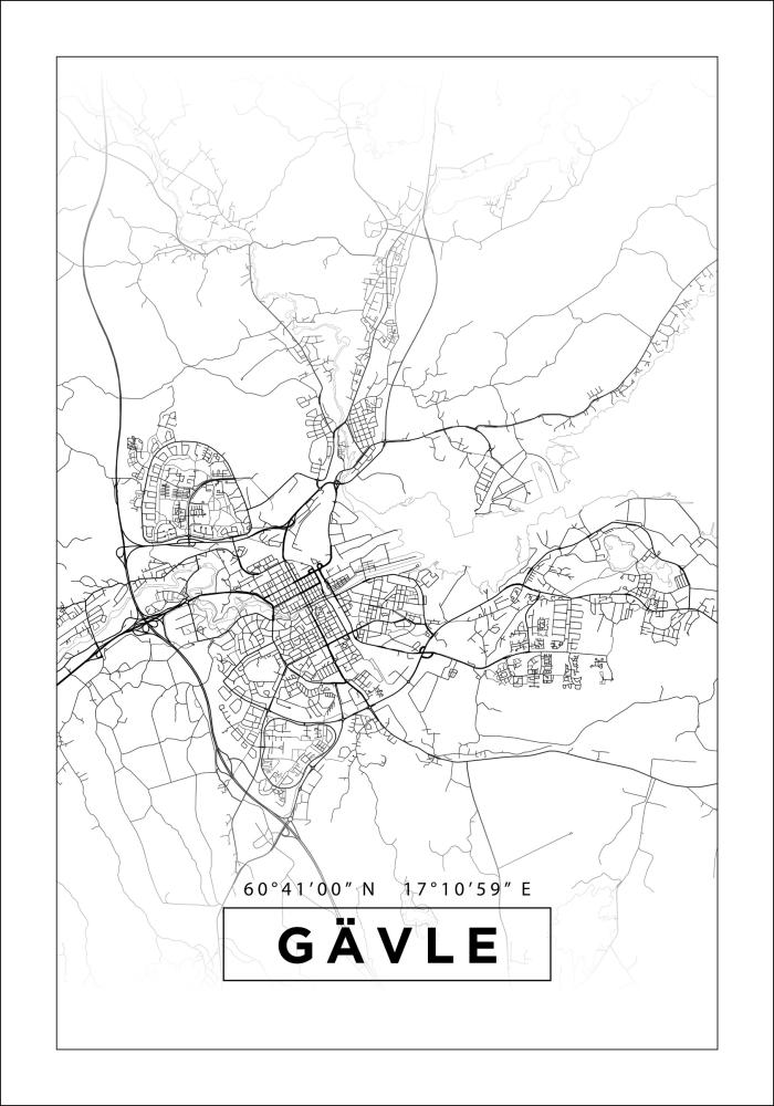 Map - Gävle - White Poster