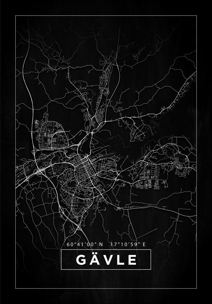 Map - Gävle - Black Poster