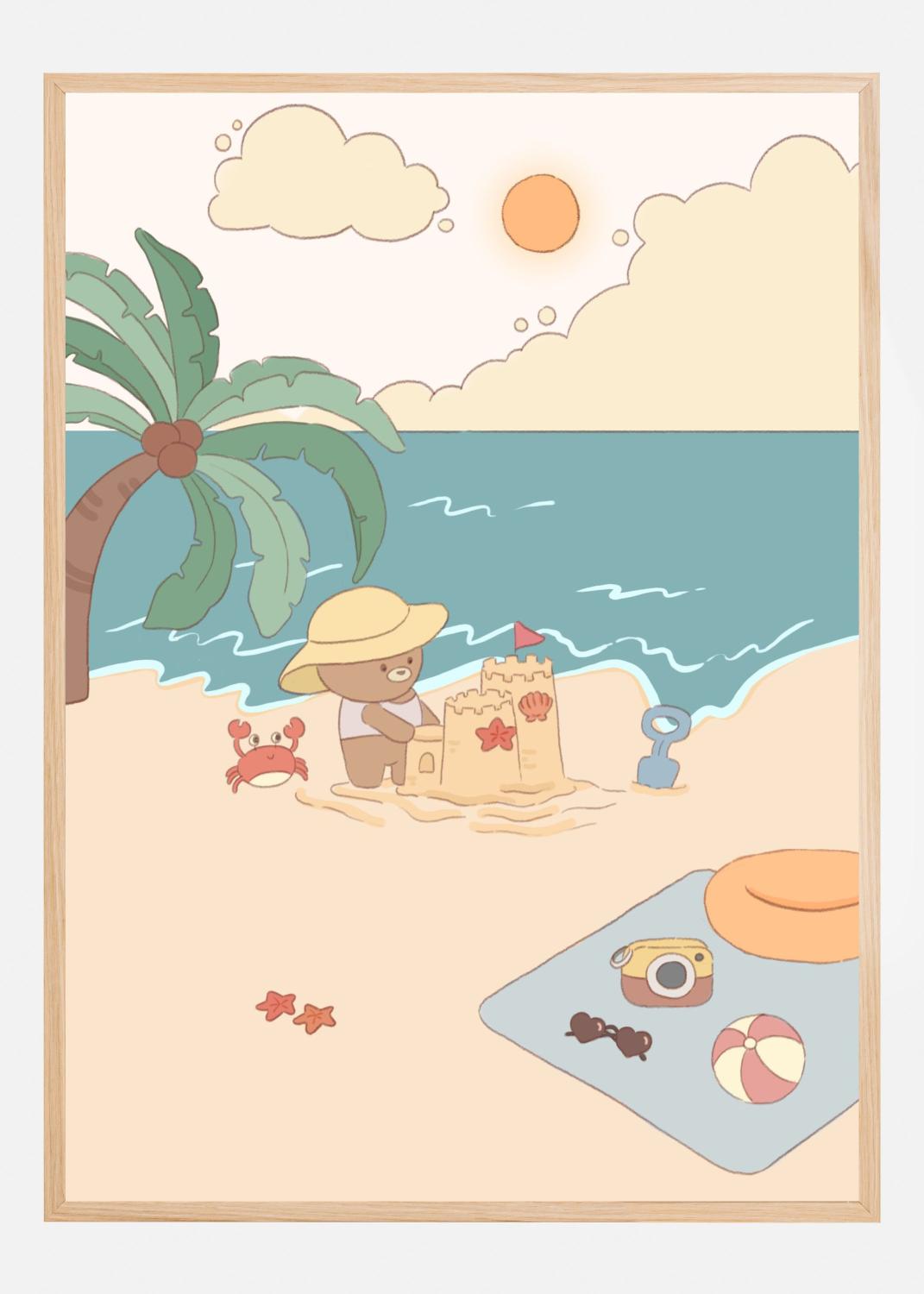 Product Image for Bear on summer beach Poster (21x29.7 cm (A4))