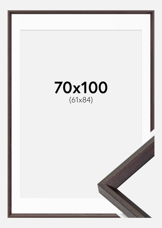Rahmen Globe Espresso 70x100 cm - Passepartout Weiß 62x85 cm
