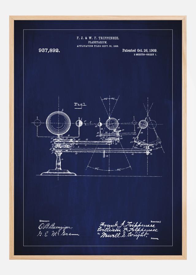 Patentzeichnung - Planetarium - Blau Poster