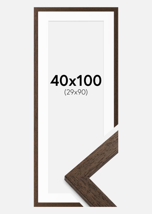 Rahmen Brown Wood 40x100 cm - Passepartout Weiß 30x91 cm