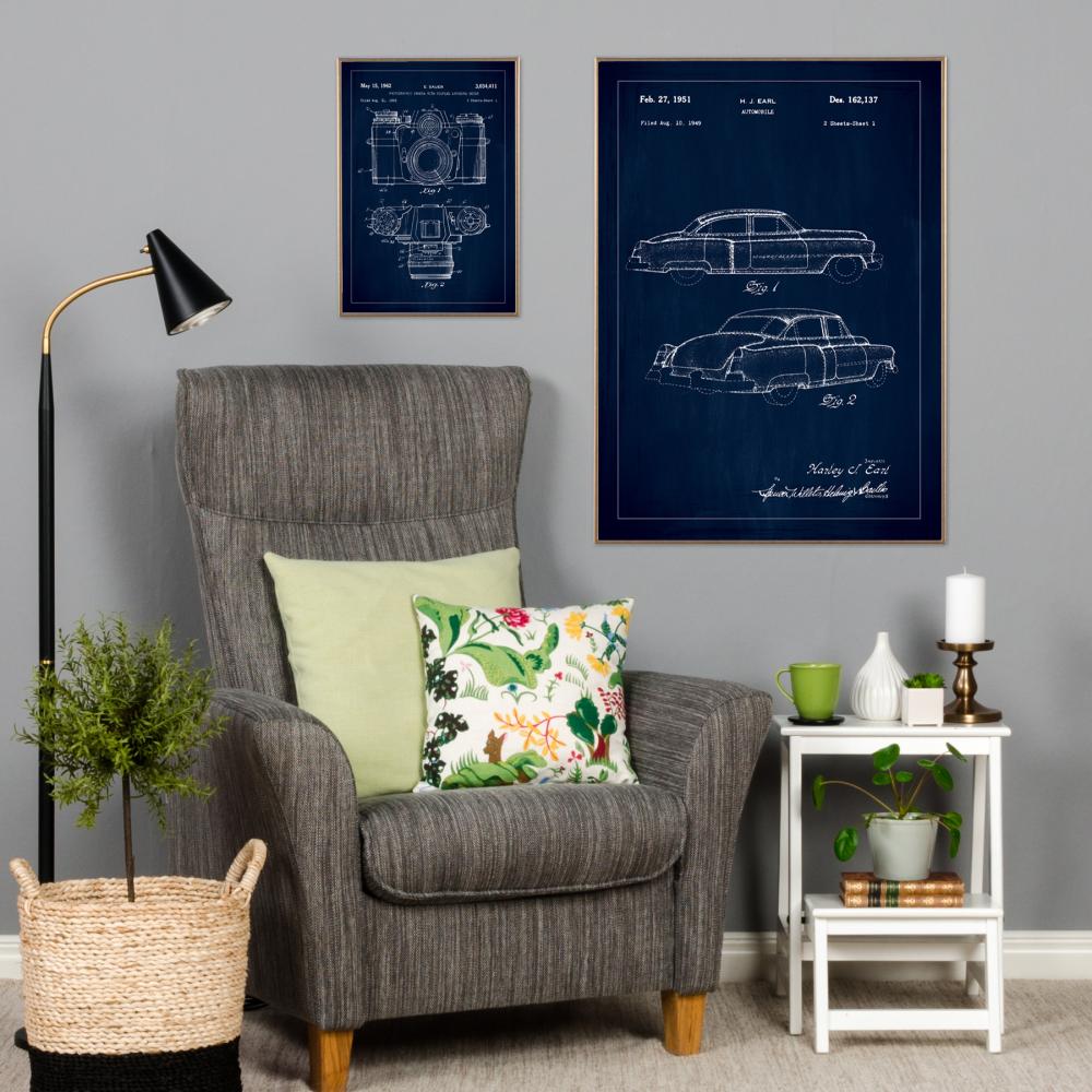 Patentzeichnung - Cadillac I - Blau Poster