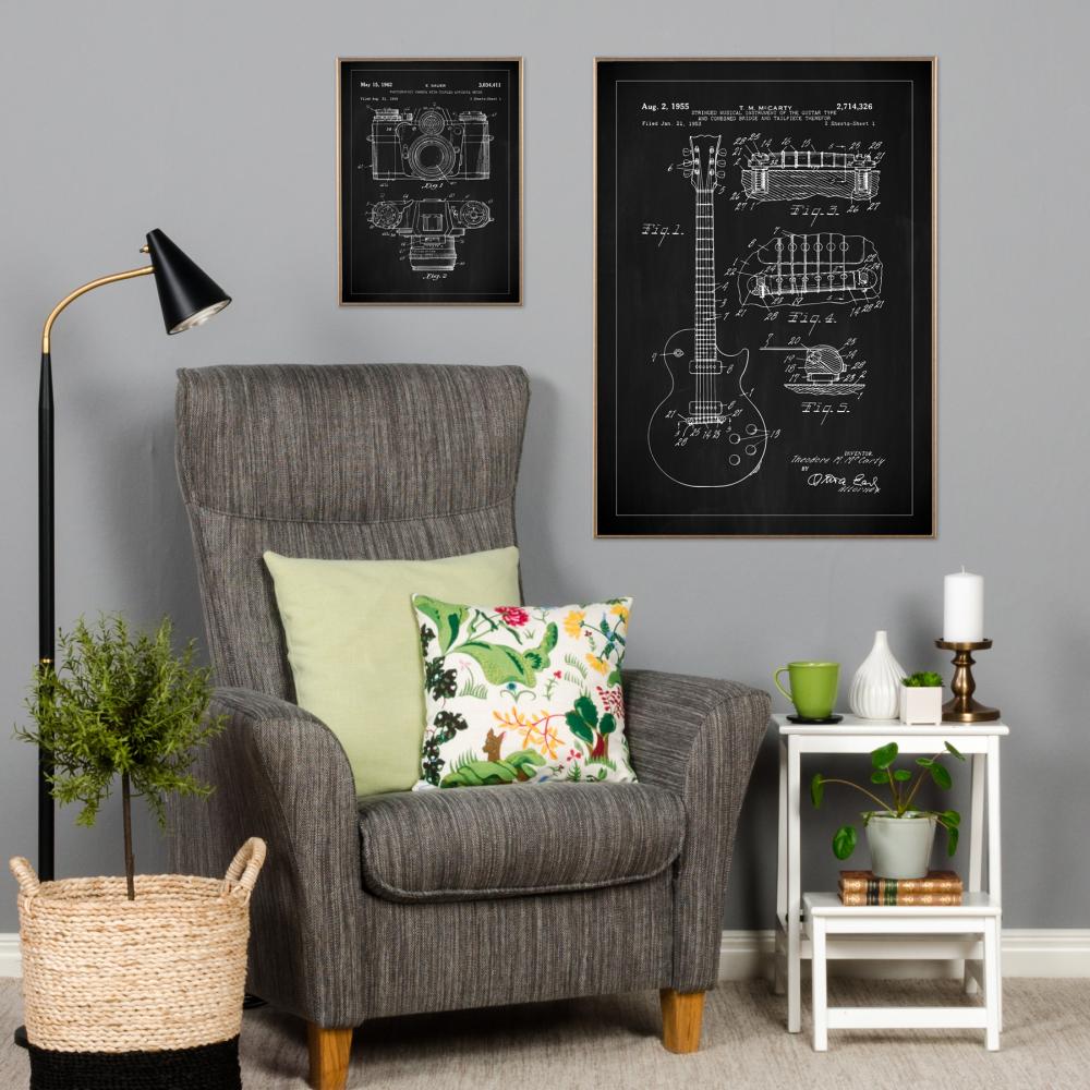 Patentzeichnung - E-Gitarre I - Schwarz Poster