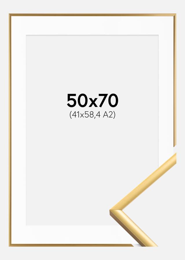 Rahmen New Lifestyle Shiny Gold 50x70 cm - Passepartout Weiß 42x59,4 cm (A2)