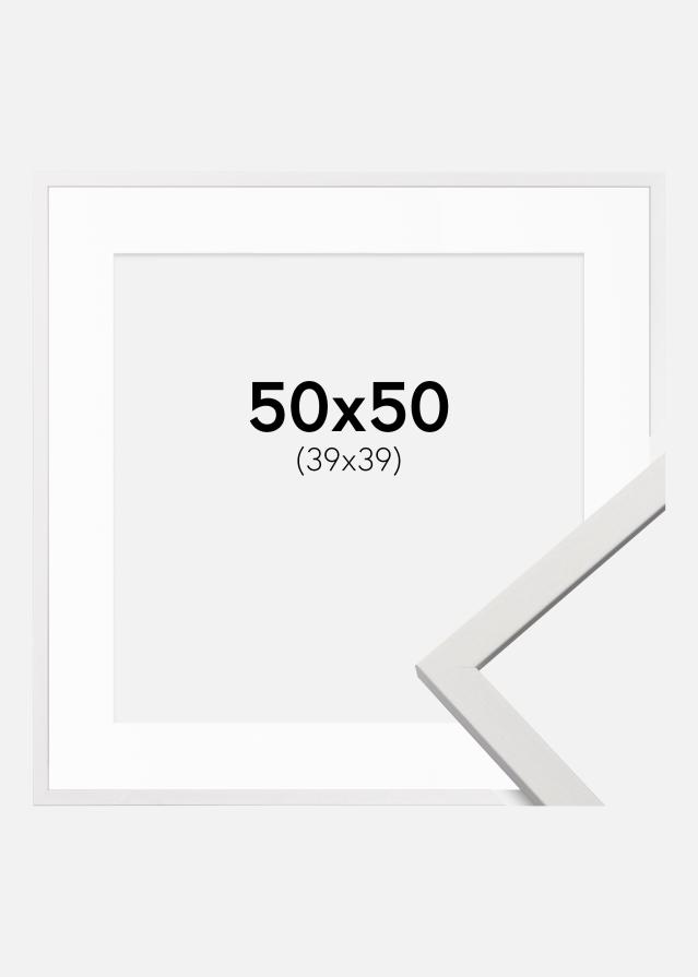 Rahmen Edsbyn Weiß 50x50 cm - Passepartout Weiß 40x40 cm