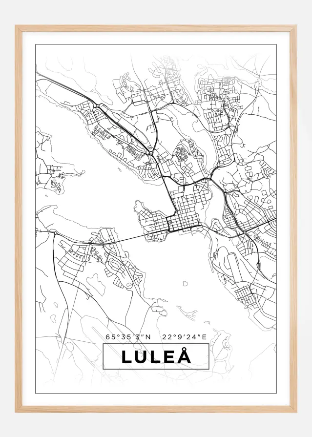 Map - Luleå - White Poster
