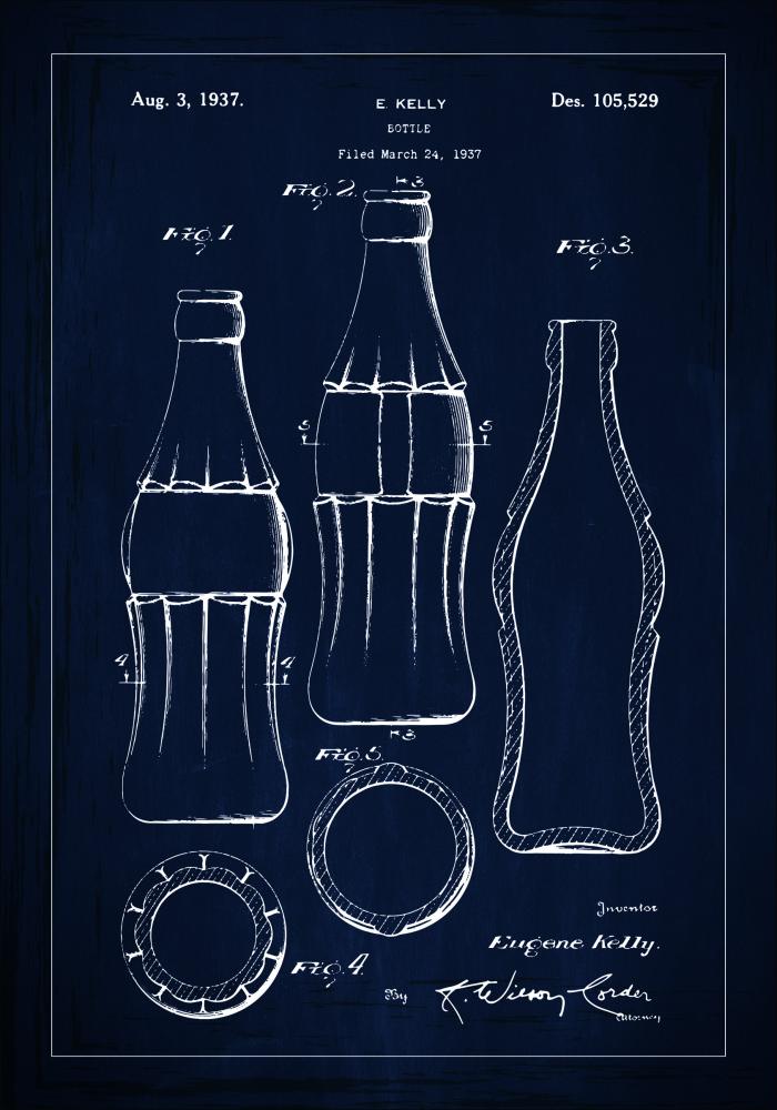 Patentzeichnung - Coca-Cola-Flasche - Blau Poster