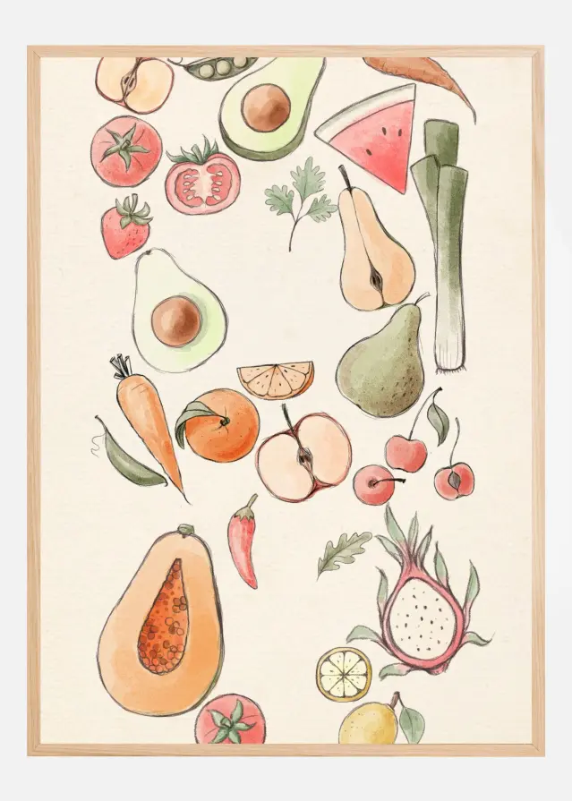 Tropical Vegetable illustration Poster