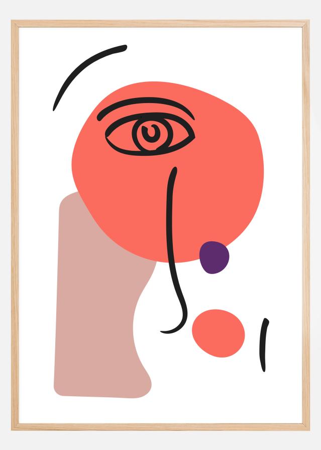 Abstract Face - Red I Poster