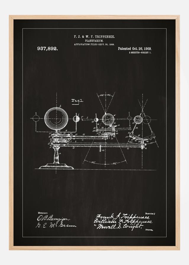 Patentzeichnung - Planetarium - Schwarz Poster