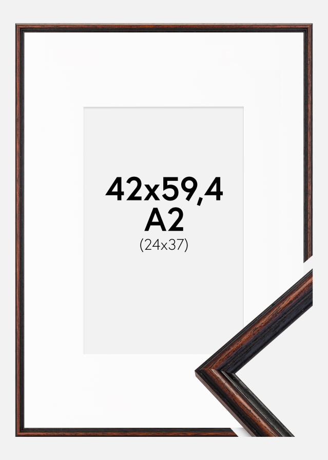 Rahmen Horndal Walnuss 42x59,4 cm (A2) - Passepartout Weiß 25x38 cm