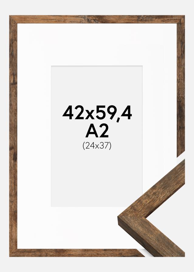 Rahmen Fiorito Washed Oak 42x59,4 cm (A2) - Passepartout Weiß 25x38 cm