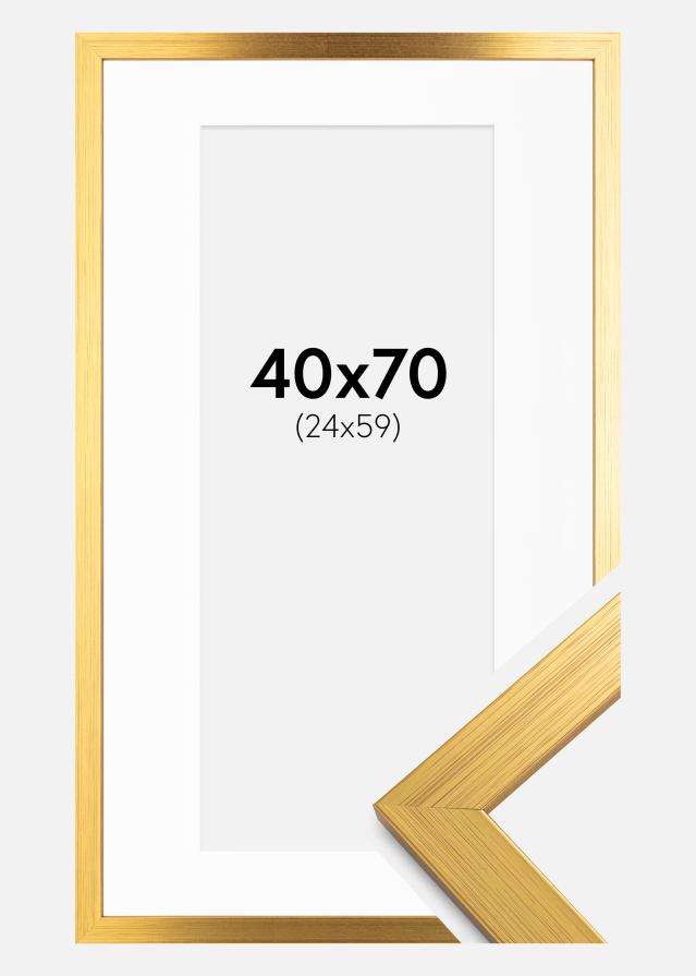 Rahmen Gold Wood 40x70 cm - Passepartout Weiß 25x60 cm