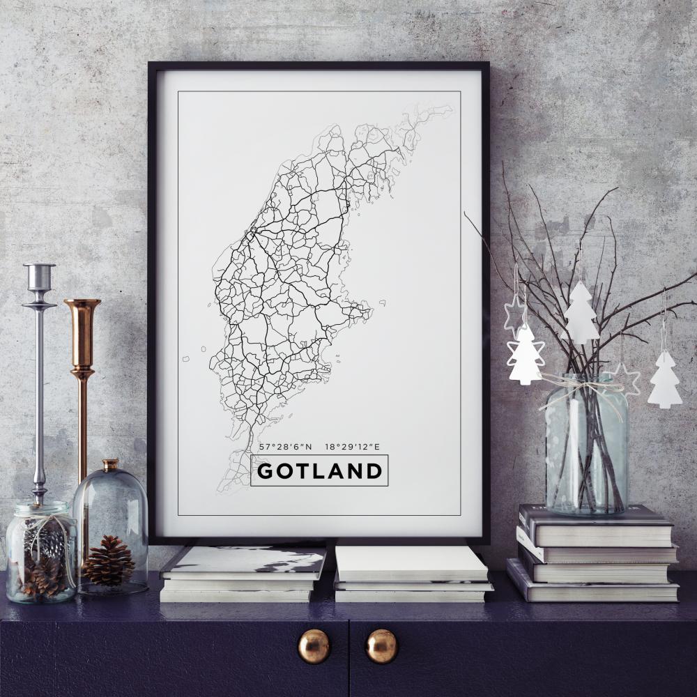 Map - Gotland - White Poster