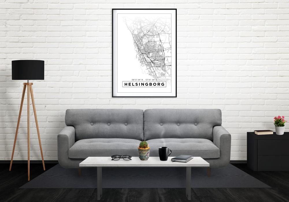 Map - Helsingborg - White Poster