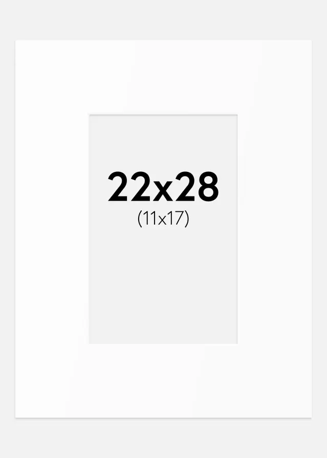 Passepartout Weiß Standard (weißer Kern) 22x28 cm (11x17)