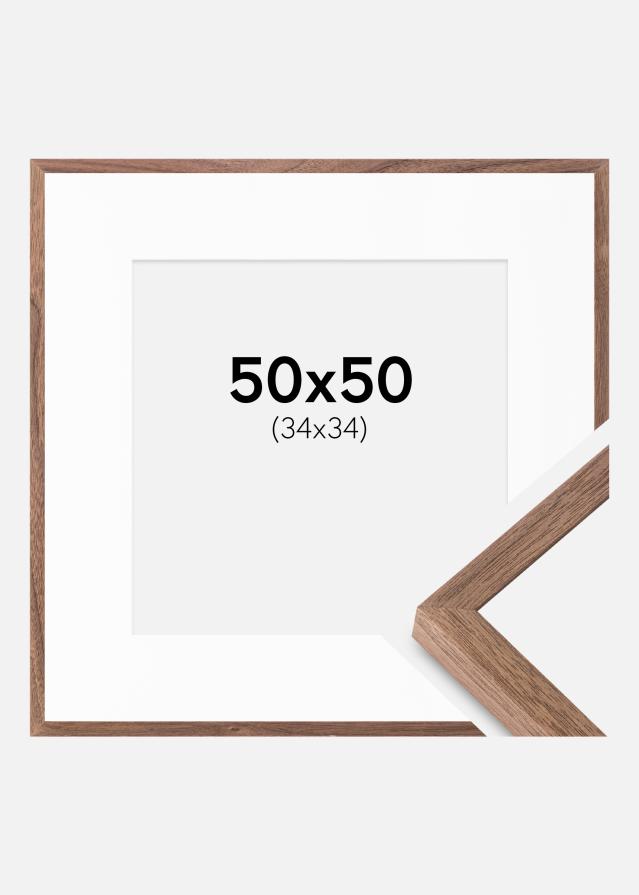 Rahmen Soul Walnut Veneer 50x50 cm - Passepartout Weiß 35x35 cm