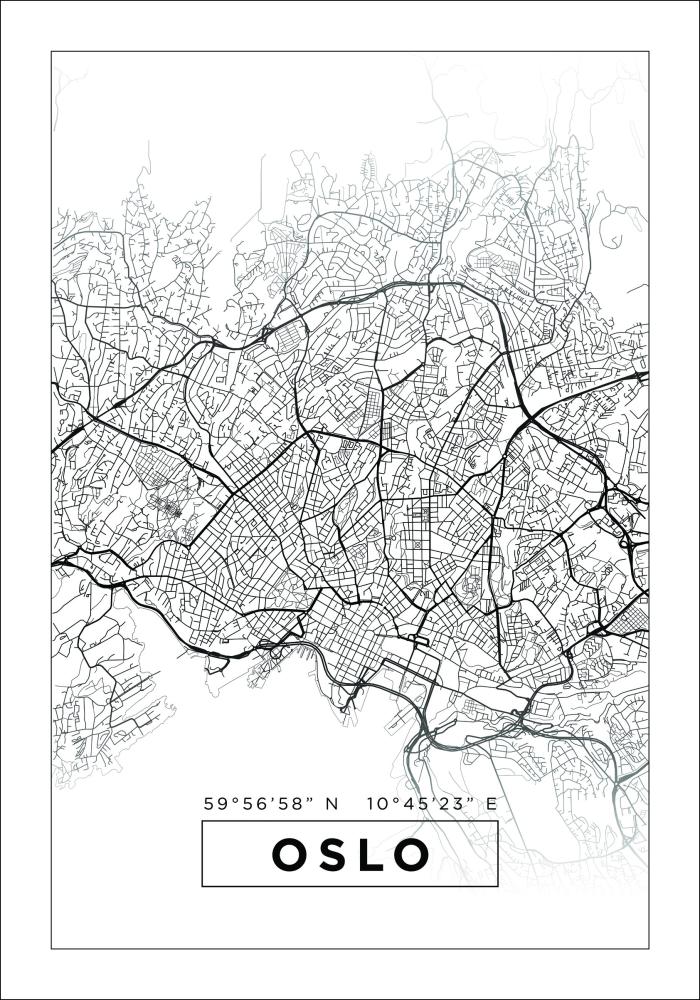 Map - Oslo - White Poster