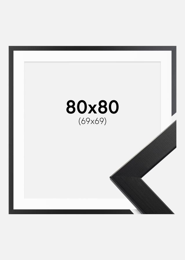 Rahmen Trendline Schwarz 80x80 cm - Passepartout Weiß 70x70 cm