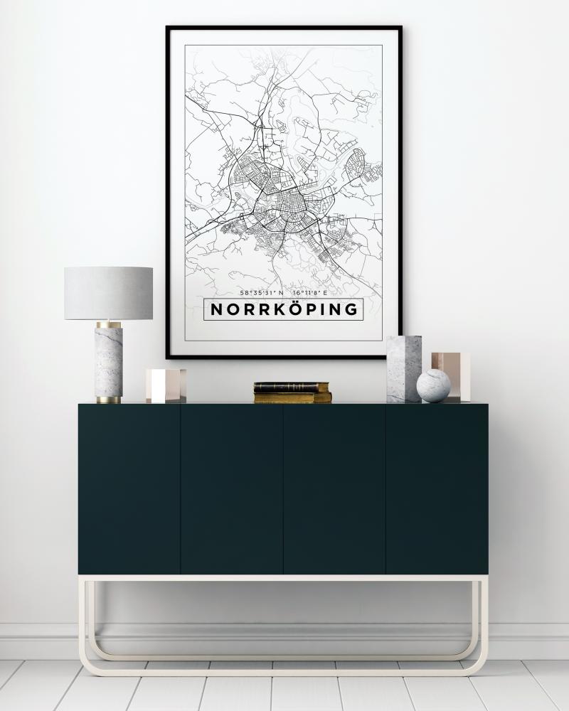 Map - Norrköping - White Poster