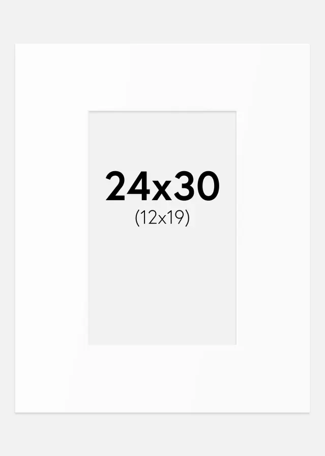 Passepartout Weiß Standard (weißer Kern) 24x30 cm (12x19)