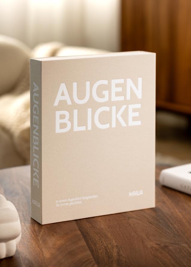 KAILA AUGENBLICKE Creme - Coffee Table Photo Album (60 Schwarze Seiten)