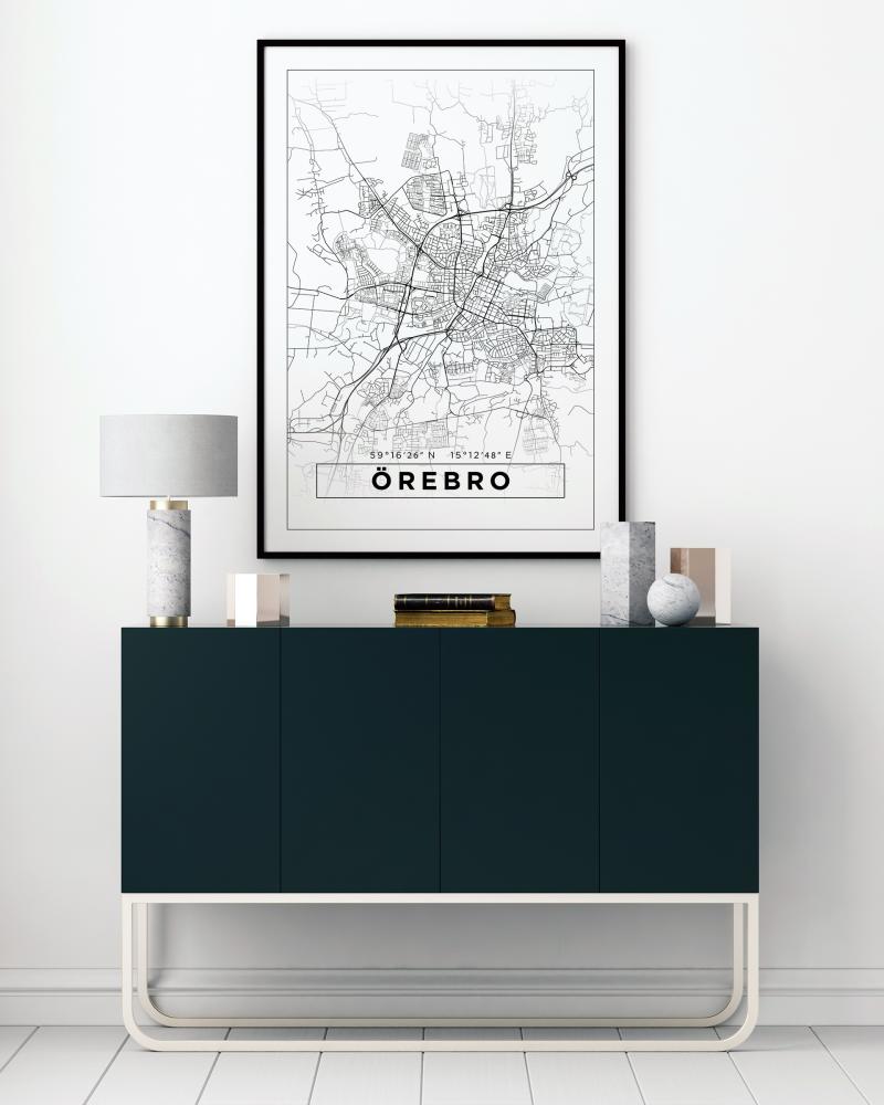 Map - Örebro - White Poster