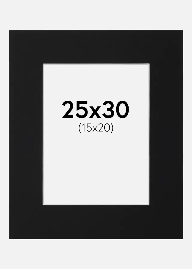 Passepartout Schwarz Standard (weißer Kern) 25x30 cm (15x20)