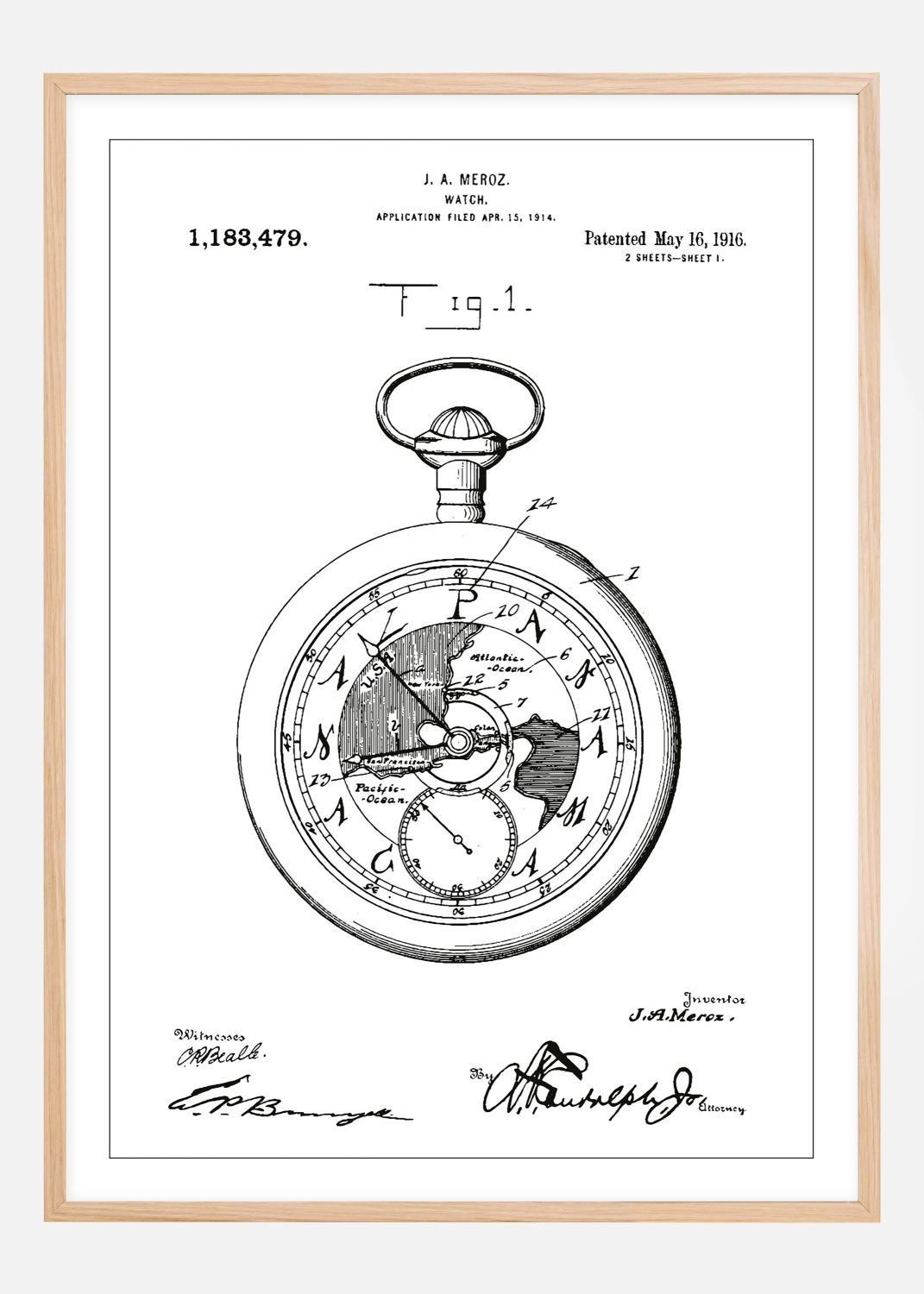 Product Image for Patentzeichnung - Taschenuhr - Weiß Poster (40x50 cm)