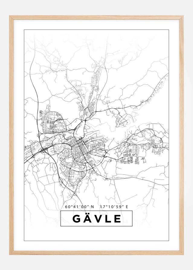 Map - Gävle - White Poster