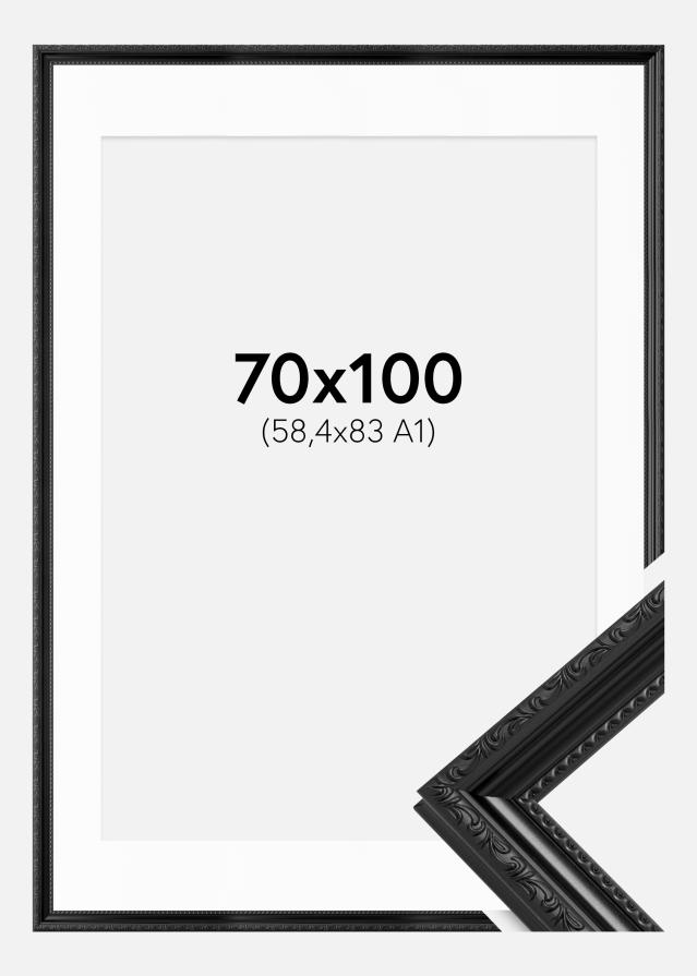 Rahmen Abisko Schwarz 70x100 cm - Passepartout Weiß 59,4x84 cm (A1)