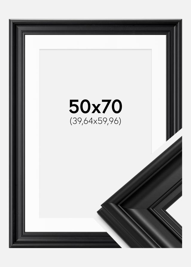 Rahmen Mora Premium Schwarz 50x70 cm - Passepartout Weiß 16x24 inches