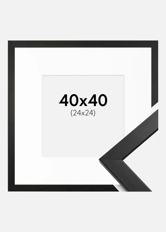 Bilderrahmen Stilren Schwarz 40x40 cm - Passepartout Weiß 25x25 cm
