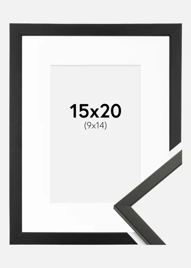 Rahmen Galant Schwarz 15x20 cm - Passepartout Weiß 10x15 cm