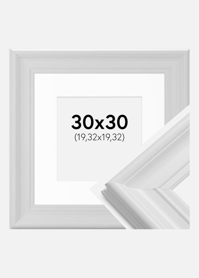 Rahmen Mora Premium Weiß 30x30 cm - Passepartout Weiß 8x8 inches