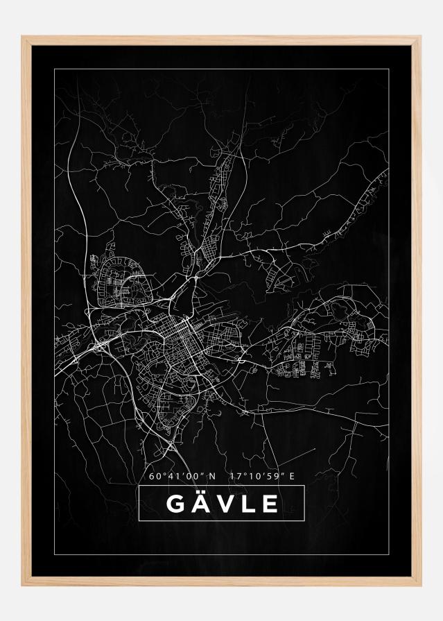 Map - Gävle - Black Poster